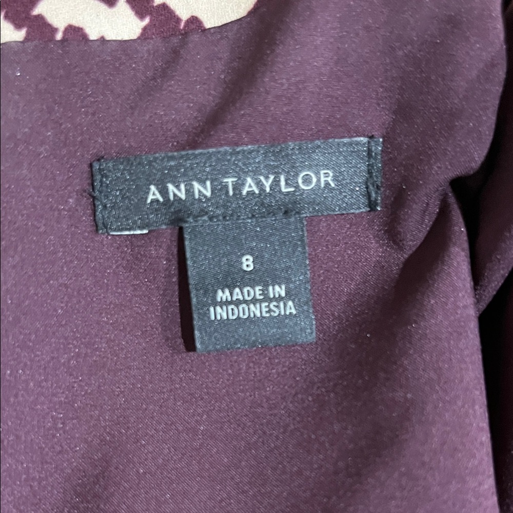 Ann Taylor burgundy houndstooth sleeveless Midi Dress - Picture 5 of 6